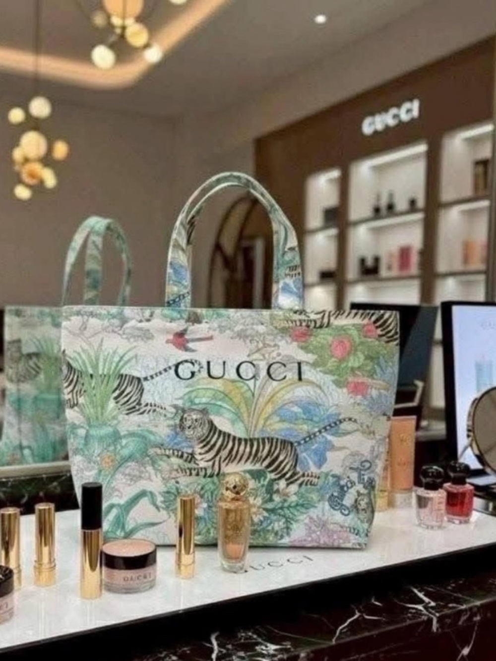 Beauty Floral & Tiger Print Tote - New in Package